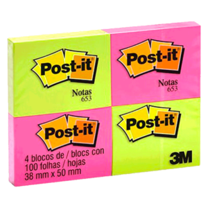 Bloco Adesivo 38mmX50mm Rosa/Verde Post-It 4088314 - 3M