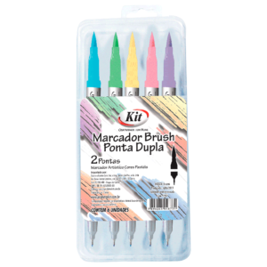 Marcador Brush Ponta Dupla 5 Cores Pastel - Kit