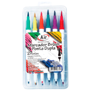 Marcador Brush Ponta Dupla 12 Cores - Kit