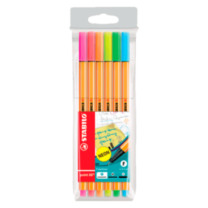 Caneta Desenho Point 88 Estojo 6 Cores Neon 555300 - Stabilo
