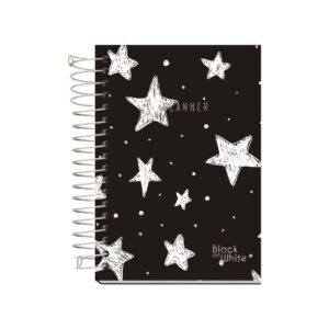 Agenda Espiral Capa Dura Planner Black On White 168 fls R.BW02PL - Kit