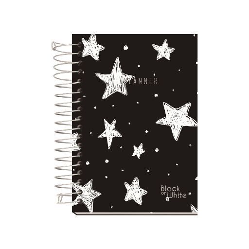 Agenda Espiral Capa Dura Planner Black On White 168 fls R.BW02PL - Kit